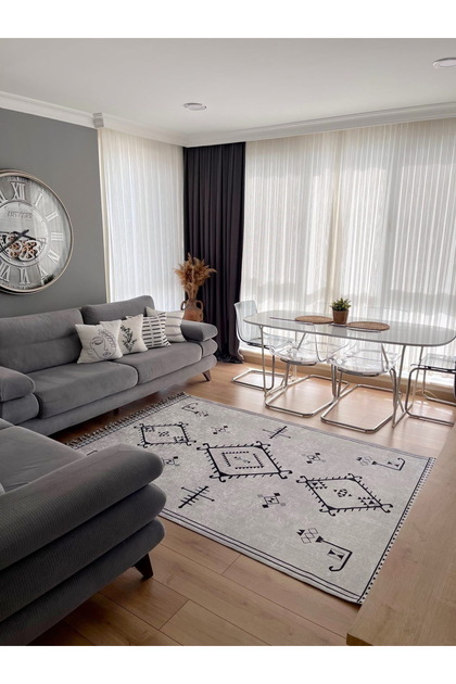 Dijital Baskı Yıkanabilir Kaymaz Taban Leke Tutmaz Yolluk Kilim Salon Mutfak Halısı