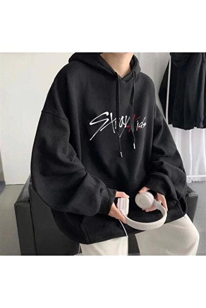 E*A様 iirot イロットPadded Hoodie ブラック UABY バ FULL TOLERANCE Stray Kids Siyah Kapüşonlu Oversize Sweatshirt