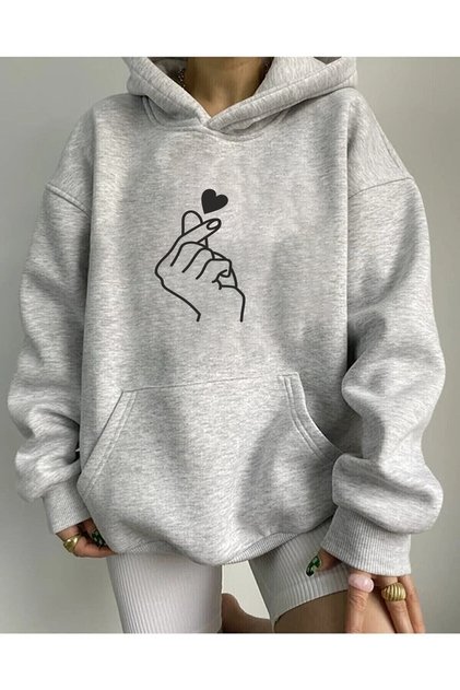 Unisex Hooded Sweatshirt - Hand Heart Mark Printed