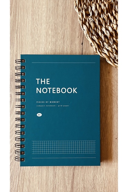 Hard Cardboard Cover Spiraled 80 Sheets Checkered A5 Notebook (Peacock Blue Cover Color)