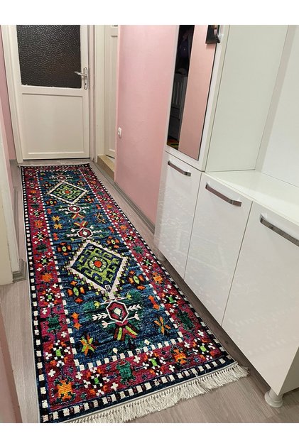 Dijital Baskı Yıkanabilir Kaymaz Taban Leke Tutmaz Yolluk Kilim Salon Mutfak Halısı