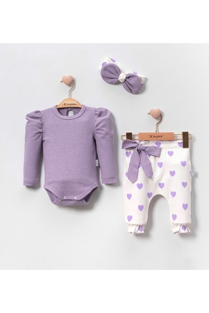 BABY GIRL HEART BANDANA 3 PIECE ZIBIN SUIT SET