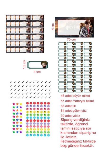 Harry Potter Book Notebook School Label with 270 Pieces Cuts