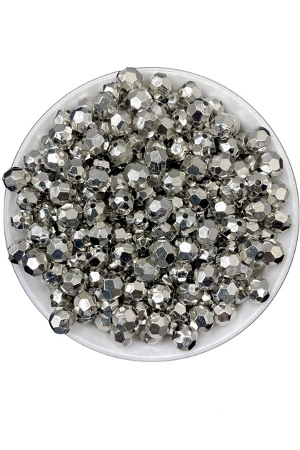 10mm Honeycomb Model Silver-Nickel Color CCB Metallized Plastic Beads, Jewelry, Bag Beads (100gr,~190 Pieces)