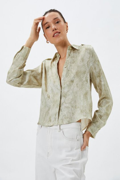 Green Patterned Women's Shirt