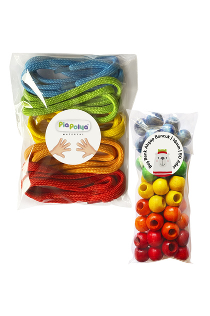 Large Size Ipe Bead Stringing |   5 Colors |   16mm Wooden Beads |   Small Muscle Development |   Color Matching