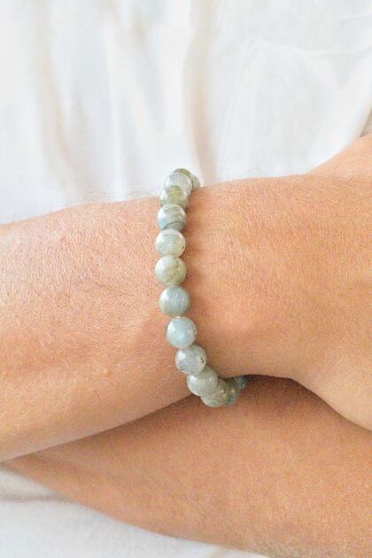 Unisex Natural Stone Bracelet Labrodite 6thGet 7Crown Chakra, Bow Lion Scorpio Adaptation Stone