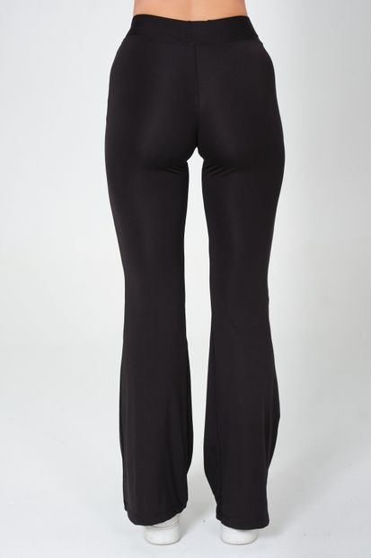 Md1 Collection Kadın Esnek Kumaş Siyah Ispanyol Paça Pantolon - 3