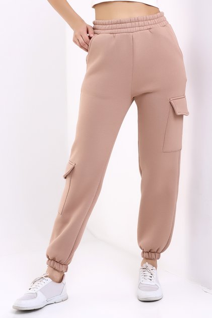 HIGH WAIST TRACKPANTS JOGGER WITH CARGO POCKET UNISEX 3 THREAD