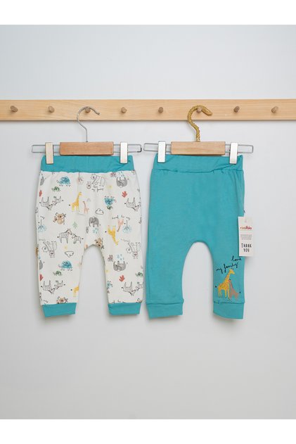 Baby Cotton Giraffe Printed 2-Piece Single Bottom with Elastic Cuffs