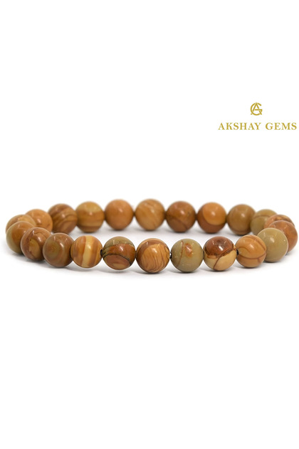 A+ KALİTE | Ahşap Jasper Doğal Taş Bileklik > Sertifikalı + Handcrafted