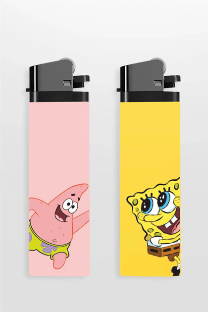 2'li Çakmak Sunger Bob ve Patrick Baskılı Full Kaplamalı Gazlı Çakmak