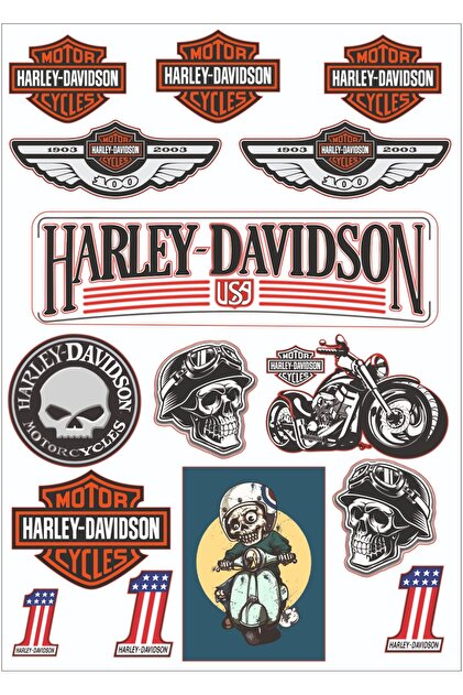 MOTOSEPETİM HARLEY DAVIDSON KURU KAFA STİCKER SET MOTOSİKLET