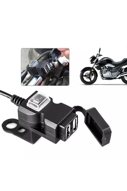 Lhdfyqt Motosiklet için Çift USB Şarj Cihazı, Araç Şarj Cihazı Motosiklet Su Geçirmez, Motosiklet T