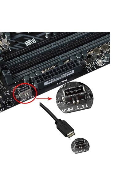 Alfais 4661 USB type e to type c TYPE-E to TYPE-C 20 pin çevirici