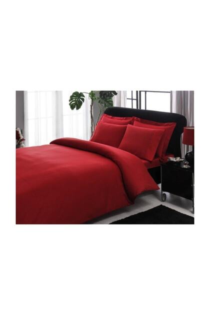 Premium Basic Stripe Red Double Duvet Cover Set