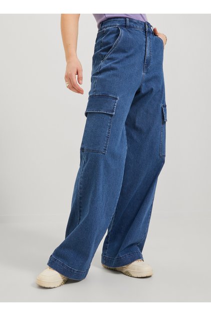 Normal Waist Normal Leg Wide Fit Dark Blue Women's Denim Trousers JXTOKYO ASHA WIDE HW JEANS YK D