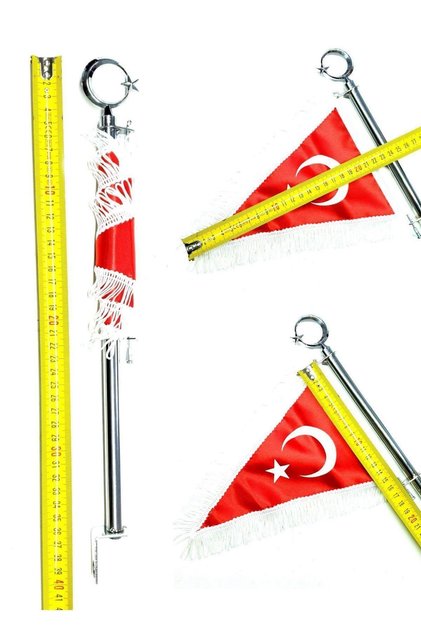 Flama Türk Bayrak Direği Beyaz Püsküllü Ay Yıldız Plastik - Motosiklet