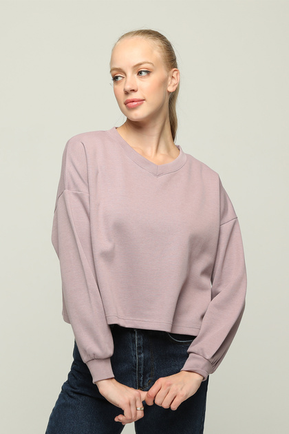 Women's V-Neck Long Sleeve Oversize Special Fabric Blouse