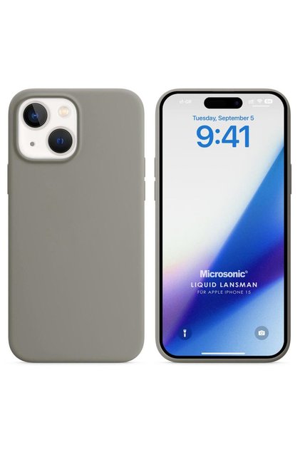 Apple iPhone 15 Kılıf Liquid Lansman Silikon Gri