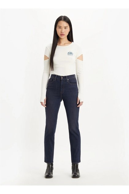 Levis Yüksek Bel Straight Paça Straight Koyu Mavi Kadın Denim Pantolon 18883-0251