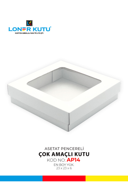 23x23x6 Pencere Kapaklı Hediyelik Kutu Kargo Kutusu Çok Amaçlı Kutu Kraft Kutu Eşya Kutusu (10 Adet)