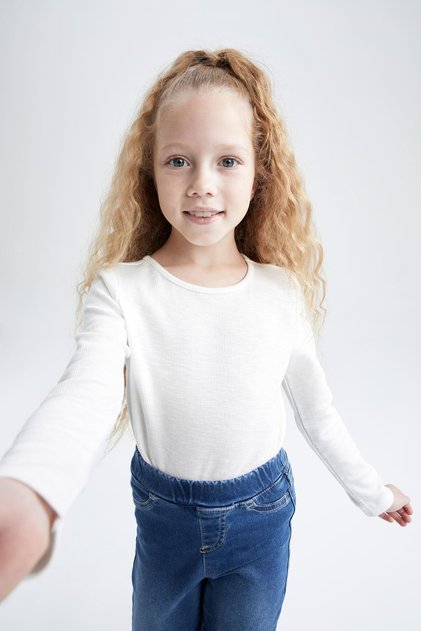 Girl's Turtleneck Ribbed Camisole Long Sleeve T-Shirt