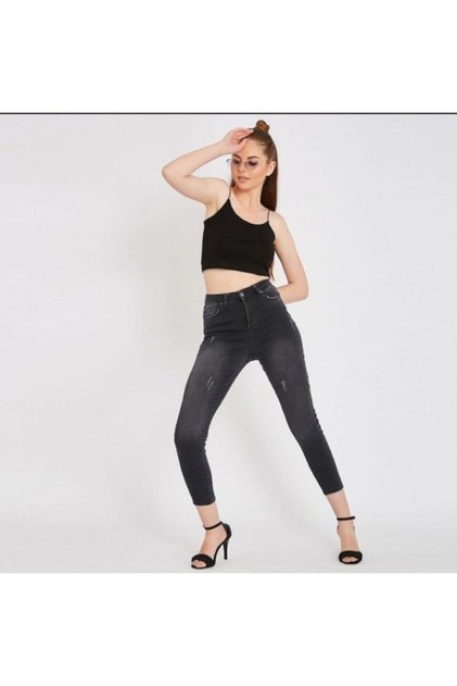 Olivia Black Lycra Nailed Skinny Jeans - Size Painting Available