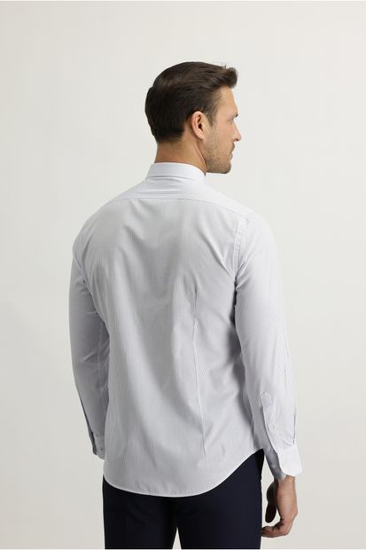 Kiğılı Erkek Açık Mavi Uzun Kol Slim Fit Çizgili Gömlek - 4