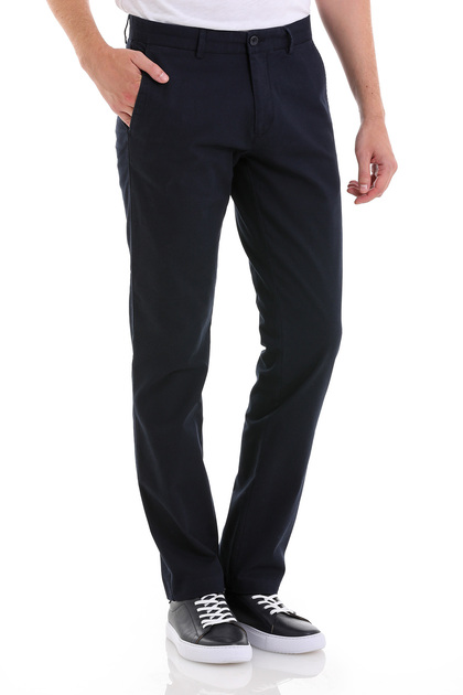 Lacivert Regular Fit Düz Yandan Cep Casual Kumaş Pantolon