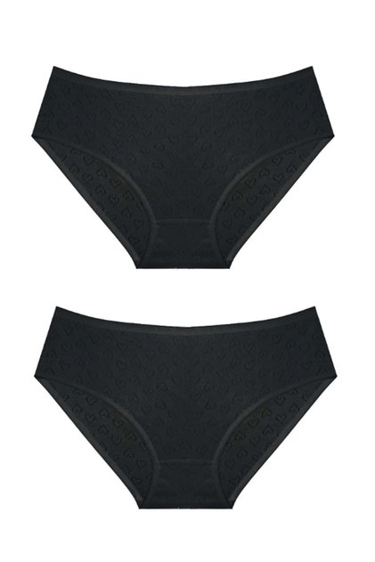 Luxury Jacquard 100% Cotton 2-Piece Women's Black Bato Panties jak1