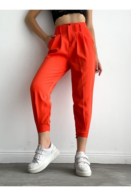 Women's Orange Carrot Cut Trousers