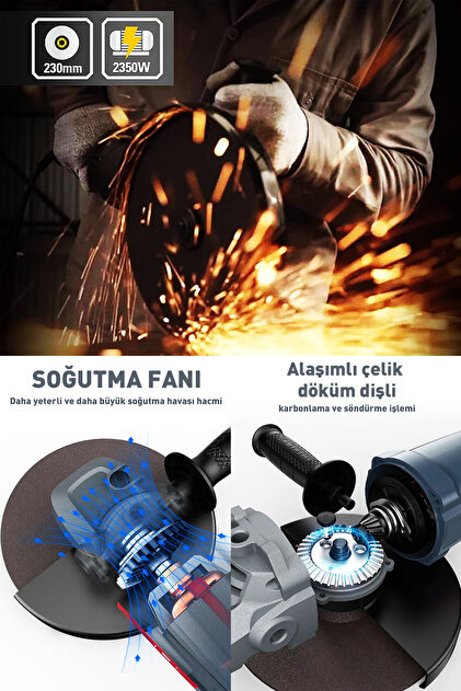 POWER BLACK Ekstra Güçlü Metal Şanzıman 2200 W 230 Mm Büyük Spiral