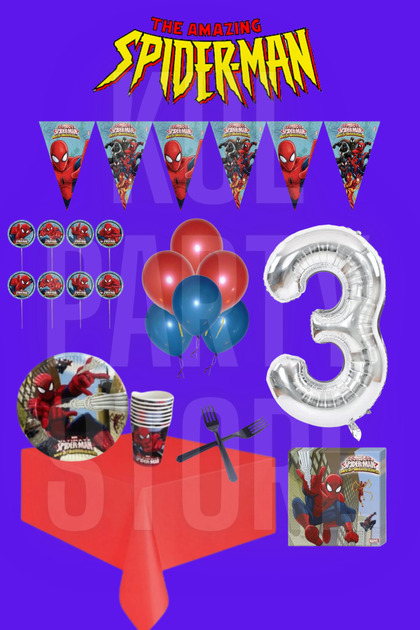 Spiderman Örümcek Adam 3 Yaş 16 Kişilik Doğum Günü Parti Malzemeleri Konsepti Parti Seti