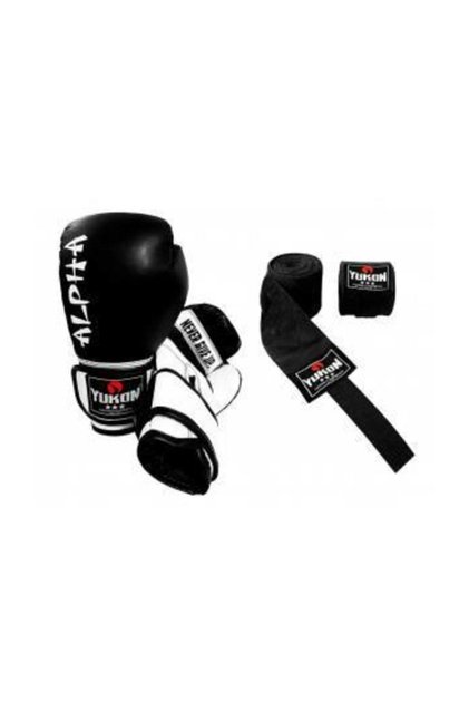 Alpha Boks Eldiveni Siyah + Boks Bandajı - 2'li Set 4 - 6 - 8 - 10 - 12 Oz