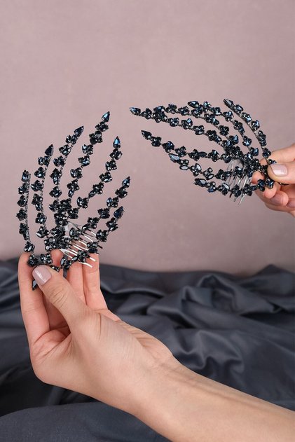 Bridal Henna Hair Accessory with Double Comb Buckle and Stones for the Most Beautiful Brides – Crown, Crystal Stone, Stylish Model