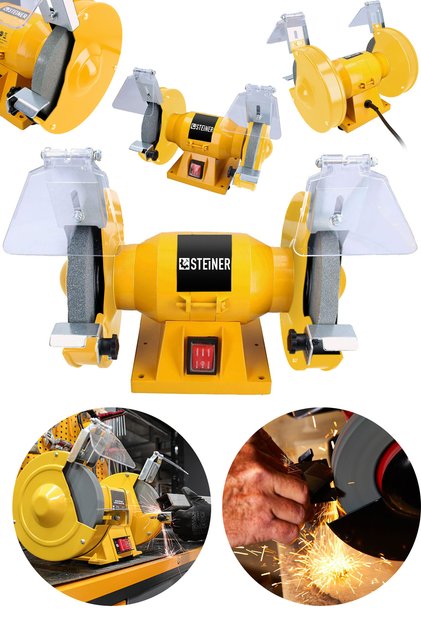 Alman 150 mm Turbo 3800 Watt Çark Motoru Zımpara Balta Bıçak Bileme Makinesi Taş Motoru Taşlama Sarı