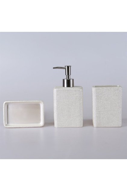 Linen 3 Parça Banyo Seti İnci