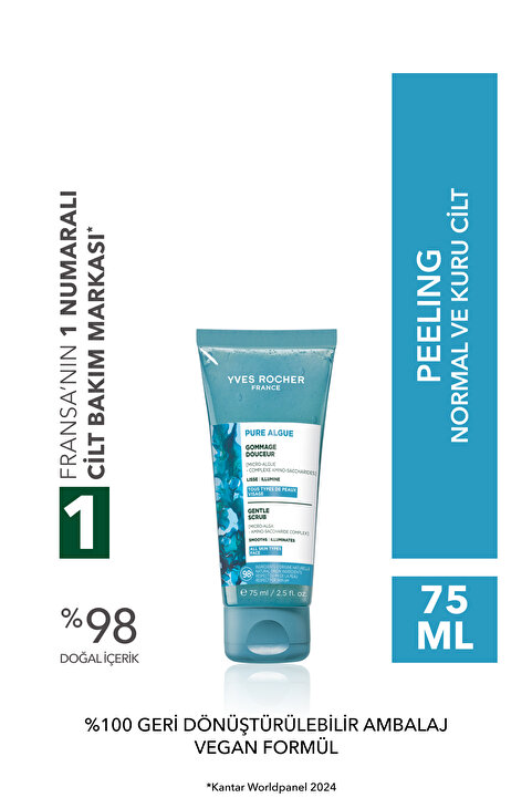Yves Rocher Antioksidan Yüz Peelingi-Normal ve Kuru Cilt -Pure Algue Nemlendirici Botanik Kompleks 75 ml