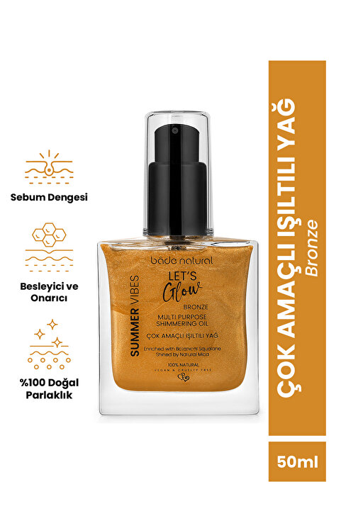 Bade Natural Nemlendirici ışıltılı Bronze Çok Amaçlı vücut Yağı 50 ml