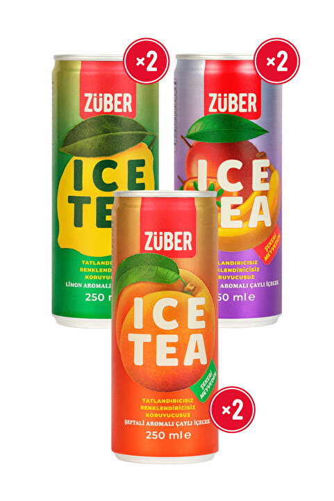 Züber Ice Tea Soğuk Çay Karma Paket 250ml x 6 Adet (Limon, Şeftali, Tropik)