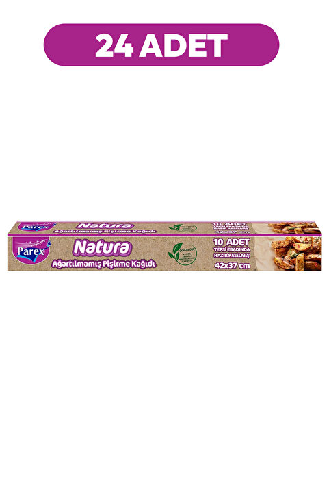 Parex Natura Ağartılmamış Hazır Kesilmiş Pişirme Kağıdı 10 Adet 42x37cm 24 Paket