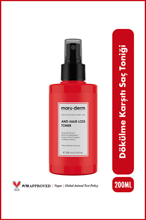 Maru.Derm Saç Tonik | Biotin & Kafein Dökülme Karşıtı Saç Toniği Sağlıklı Uzamaya Yardımcı 200 ML | Vegan