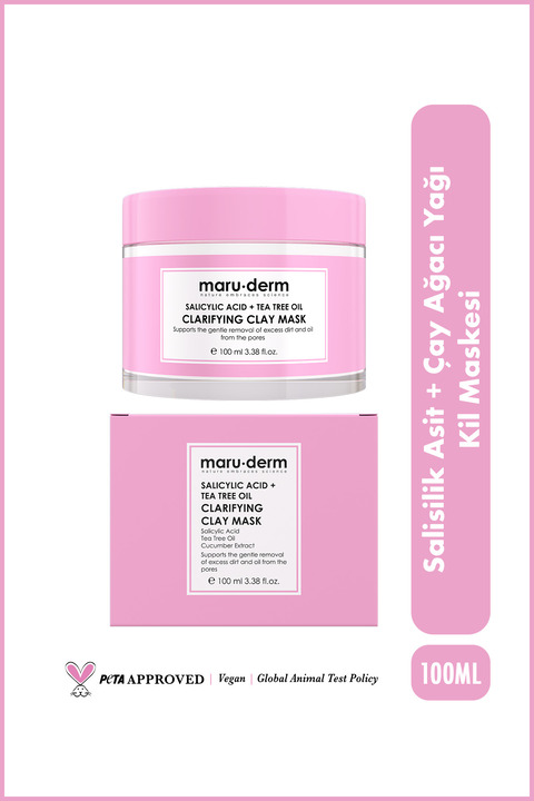 Maru.Derm Kil Maskesi | Salisilik Asit + Çay Ağacı Yağı Kil Maskesi 100 ML | Siyah Nokta / Gözenek | Vegan