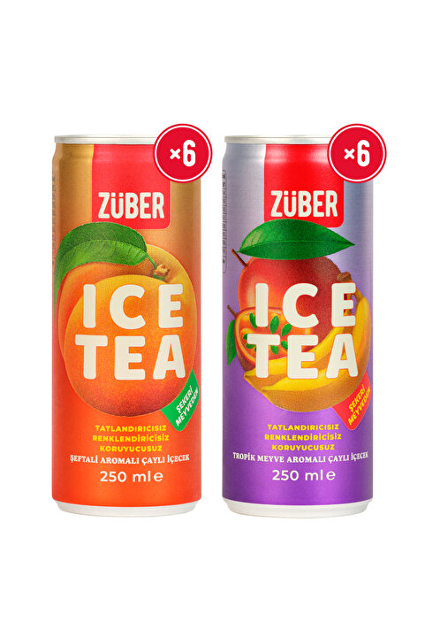 Züber Ice Tea Tropik & Şeftali Soğuk Çay 250ml x 12 Adet