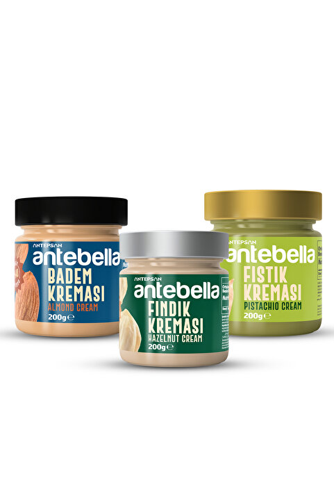 Antebella 3'lü Krema Paketi (ANTEP FISTIĞI KREMASI, BADEM KREMASI, FINDIK KREMASI)