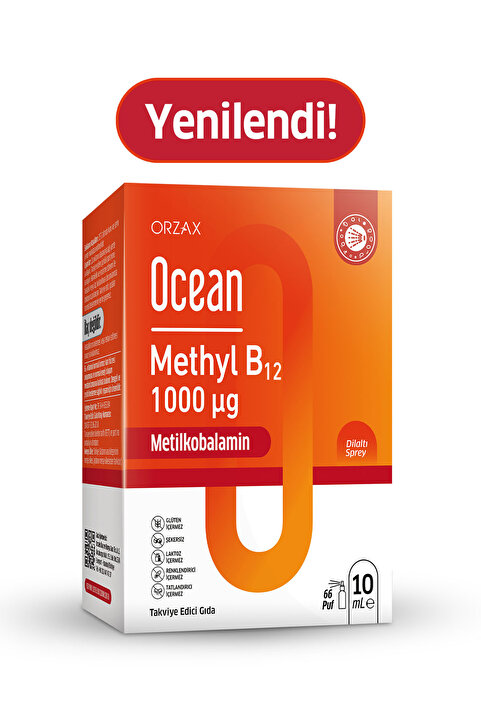 Ocean Methyl B12 Dilaltı Sprey - Vitamin B12 Takviye Edici Gıda - 1000 µg (Metilkobalamin) - 10 ml