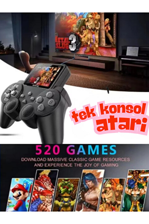 Teknoloji Gelsin Atari S10 Oyun Konsolu 500 Adet Nostalji Retro Oyun Taşınabilir Tek Konsol Gameboy Super Mario