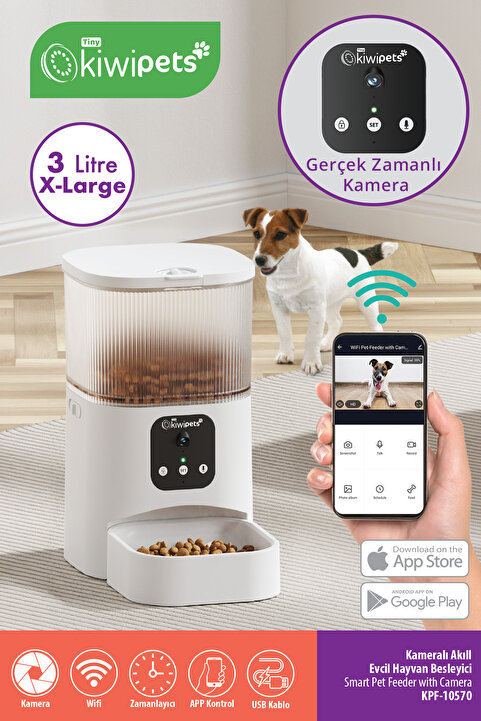 Kiwi Kiwipets Evcil Hayvan Akıllı Kameralı Multifonksiyon Mama Kabı - Smart Pet Feeder Kpf-10570