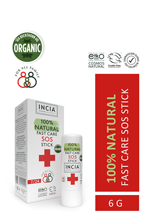 INCIA %100 Doğal Sos Stick Anlık Yatıştırıcı Organik Yalancı İğde Hızlı Koruma Bitkisel 6 G